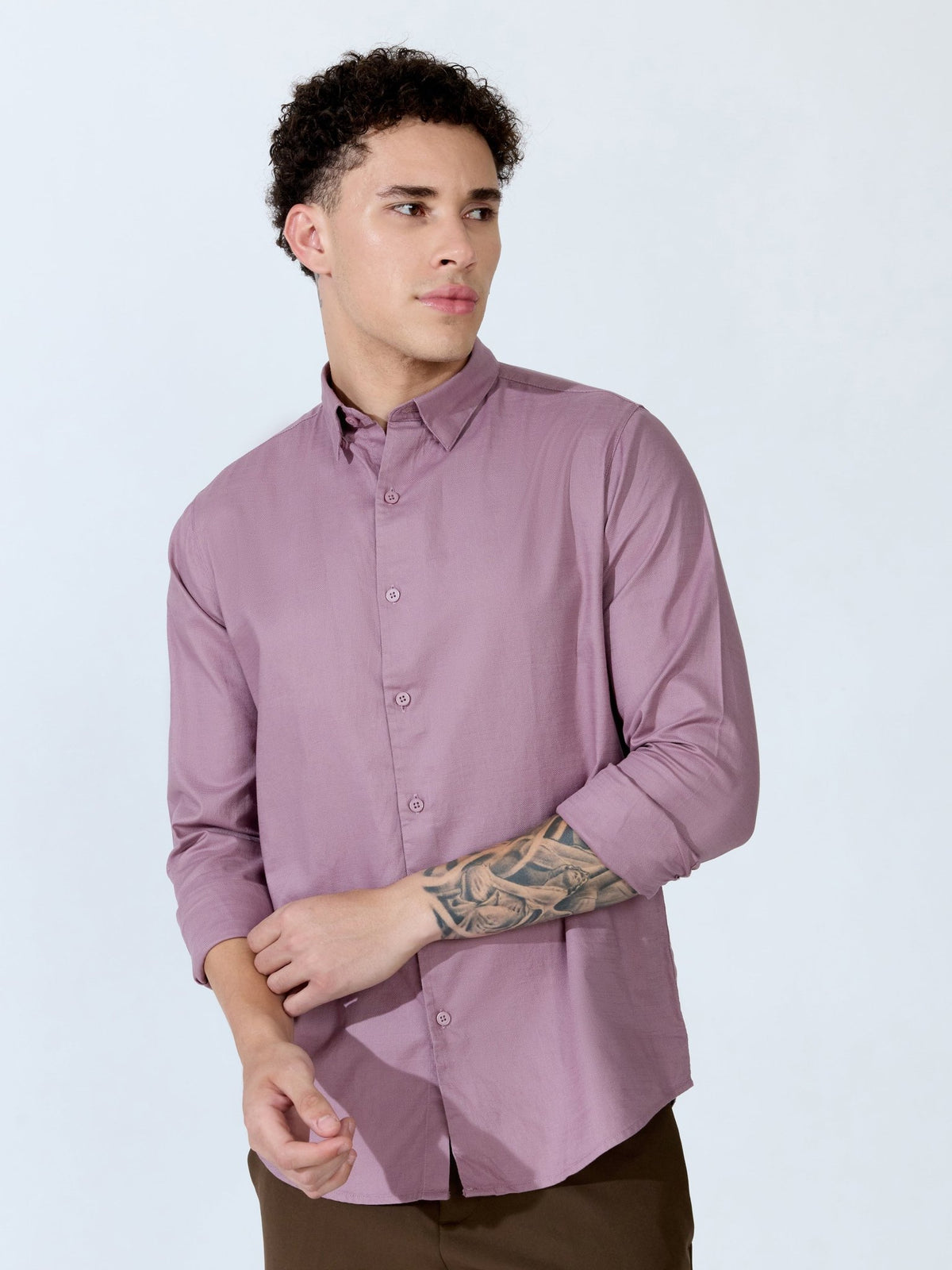 Farana - Dusty Plum Dobby Shirt - Espanshe
