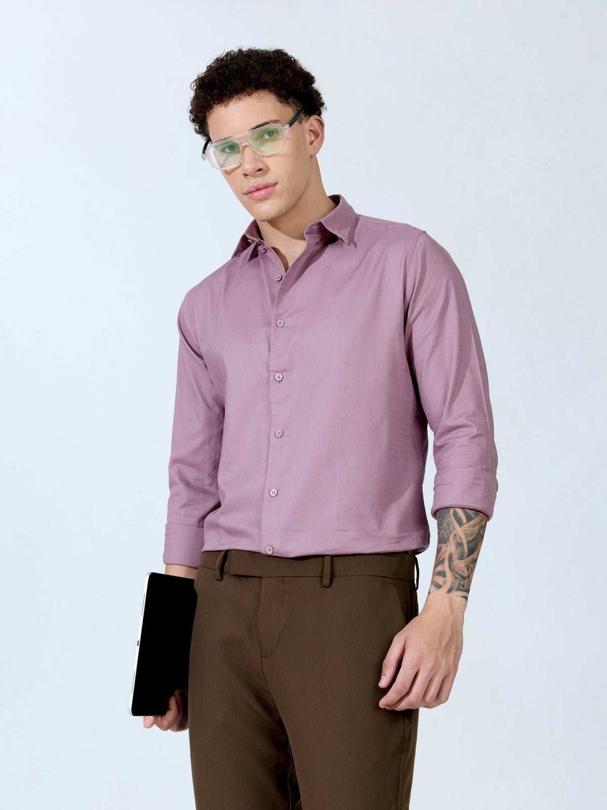 Farana - Dusty Plum Dobby Shirt - Espanshe