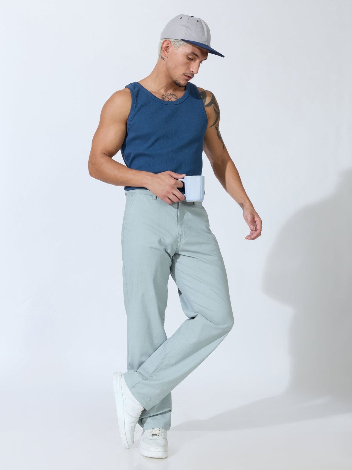 Bliss - Comfort Fit Cotton Pant - Sea Green - Espanshe