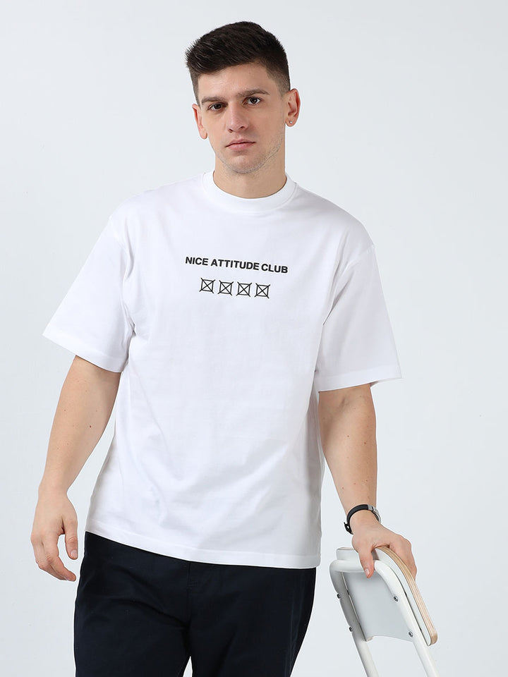 Nice Attitude Club White Oversized T-Shirt