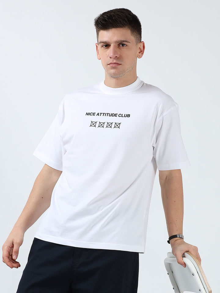 Nice Attitude Club White Oversized T-Shirt