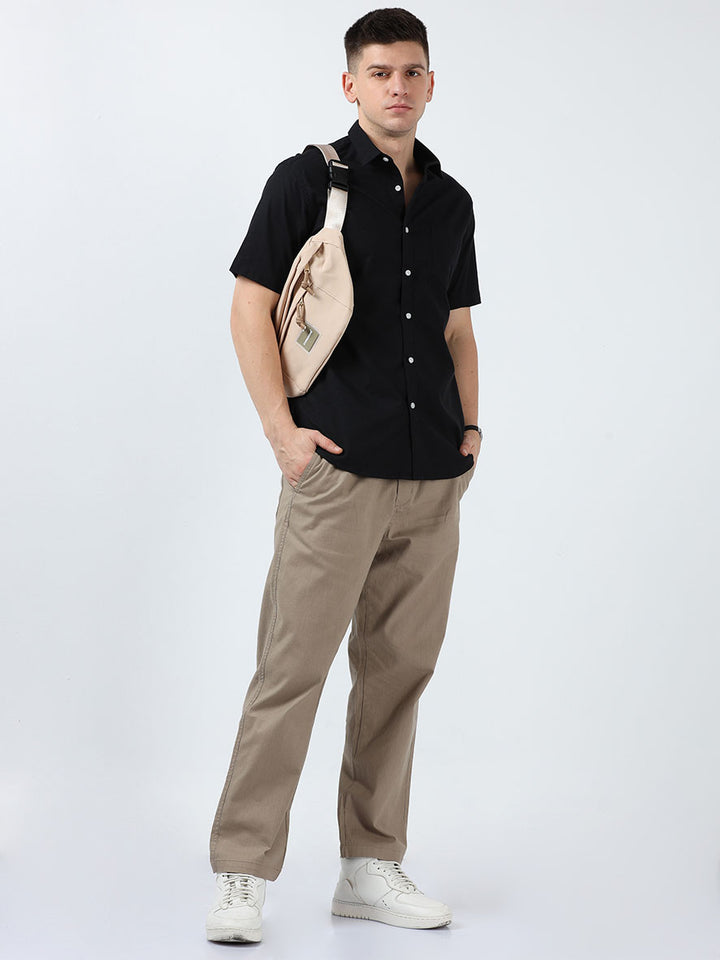 Stonewall Brown Linen Jogger Pant For Men's