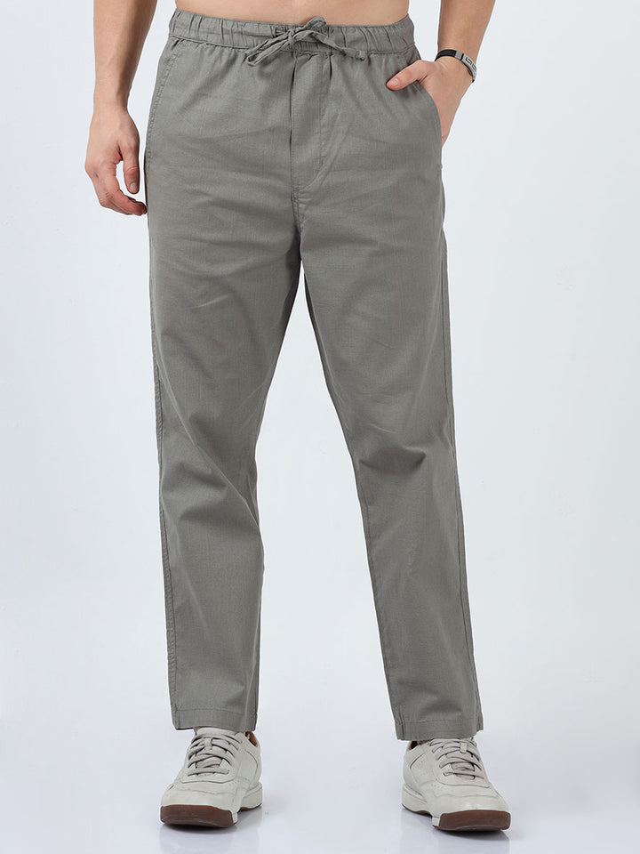 Casual Men's Gray Linen Jogger Pant