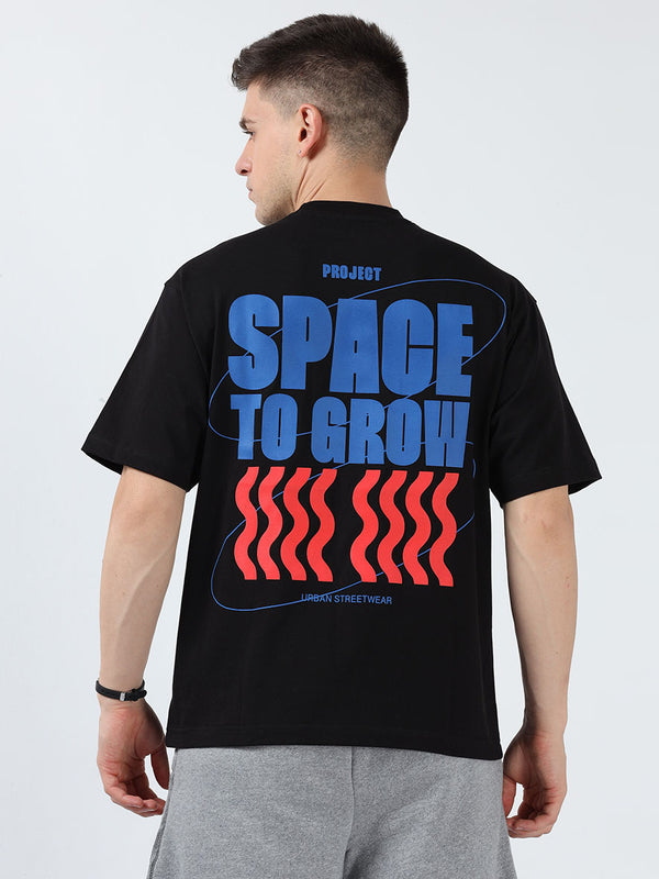 Space To Grow Black Oversized T-Shirt