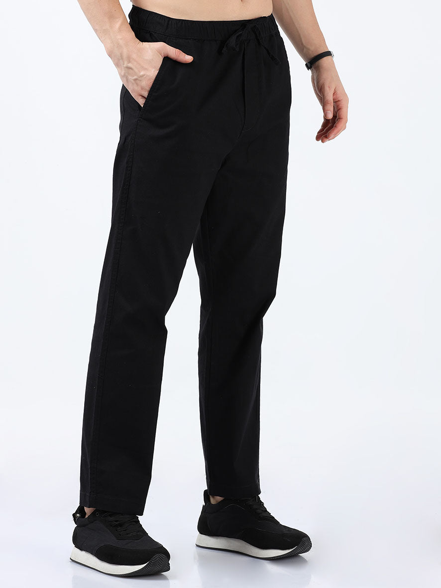 Relaxed Pull-on Linen Trousers - Black | Boden UK