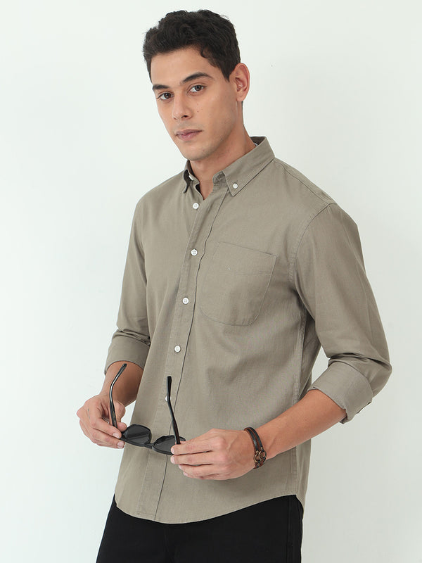 Stone Gray Relaxed Fit Premium Linen Shirt