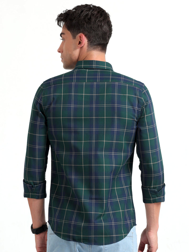 Checkmate Multi Checks Shirt Everglade Green - Espanshe