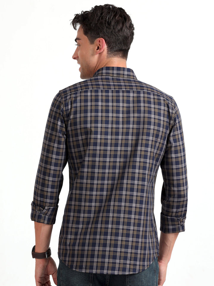 Checkmate Multi Checks Shirt Martinique Blue - Espanshe