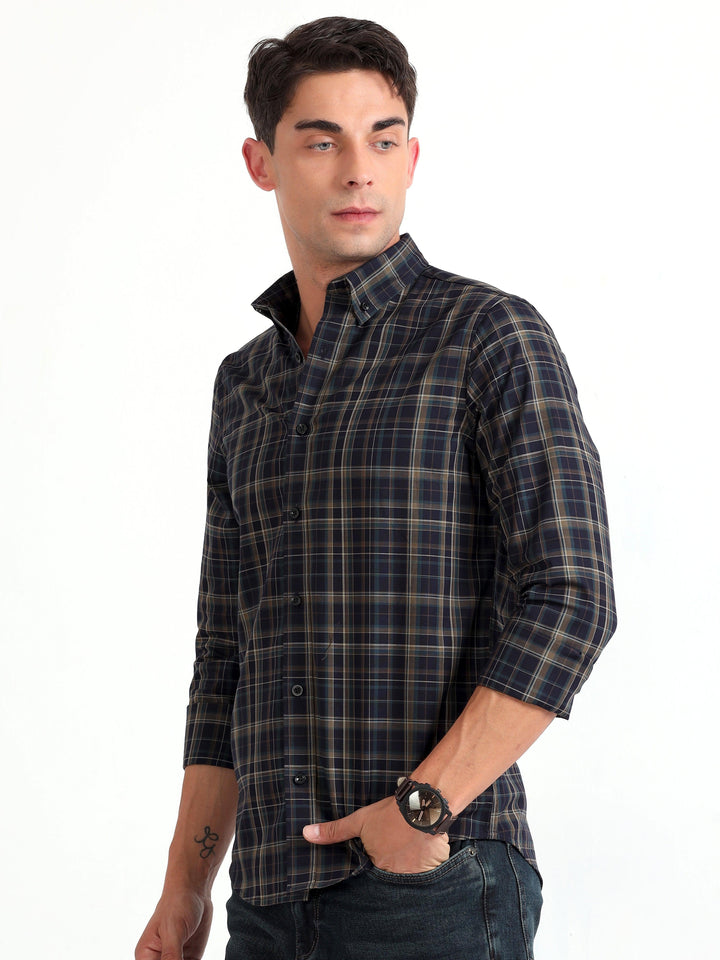 Checkmate Multi Checks Shirt Vulcan Blue - Espanshe