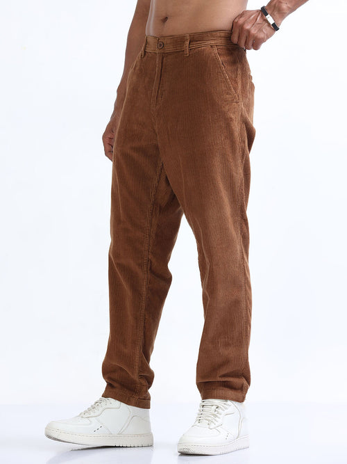  Mens Corduroy Cargo Pants Rib Drawstring Elastic Waist