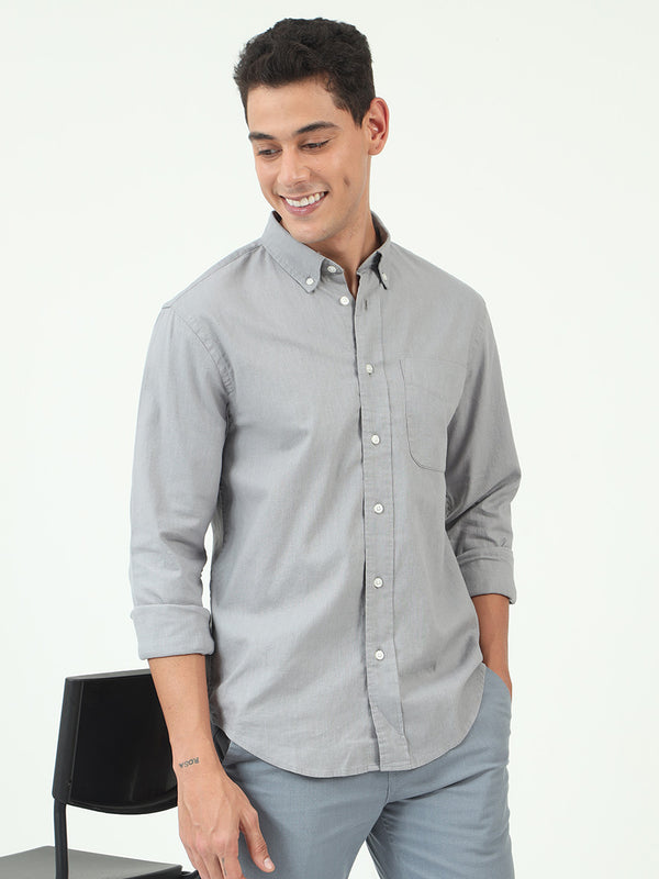 Light Gray Relaxed Fit Premium Linen Shirt
