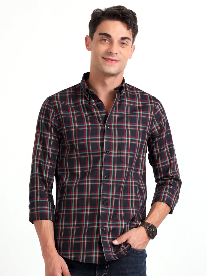 Checkmate Multi Checks Shirt Cinder Black - Espanshe