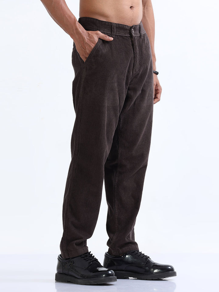 Dark Grey Corduroy Pant For Men's