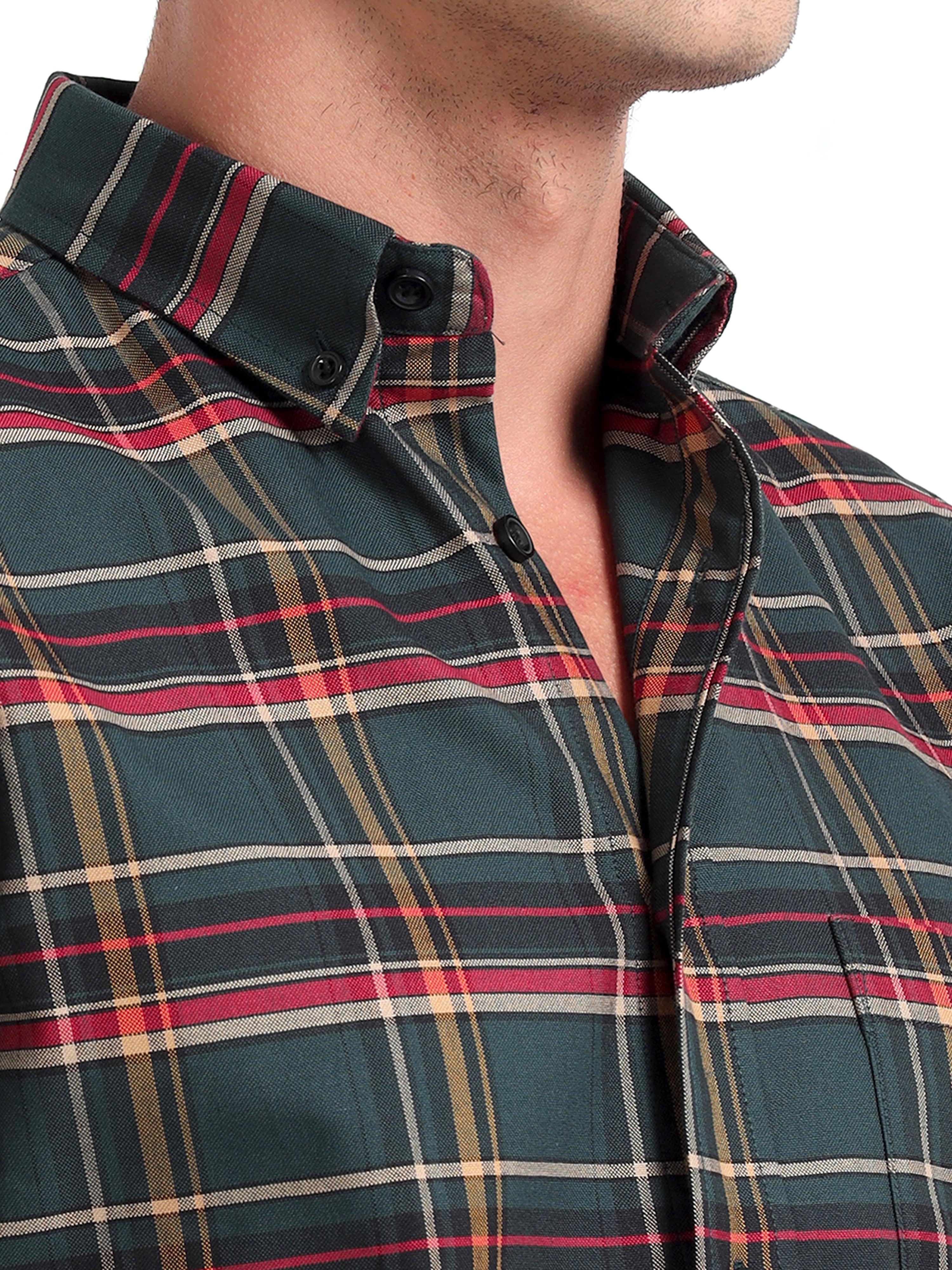 Checkmate Multi Checks Shirt Mineral Green - Espanshe