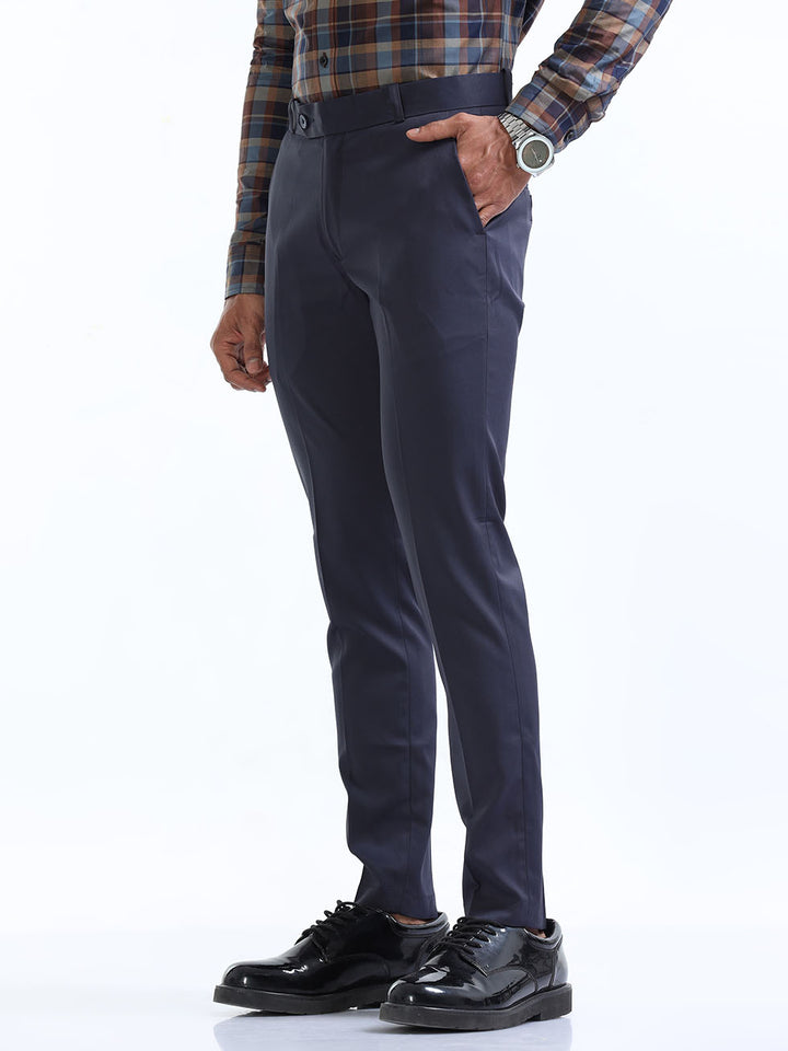 Casual Men's Premium Two-Way Navy-Blue Formal Pant