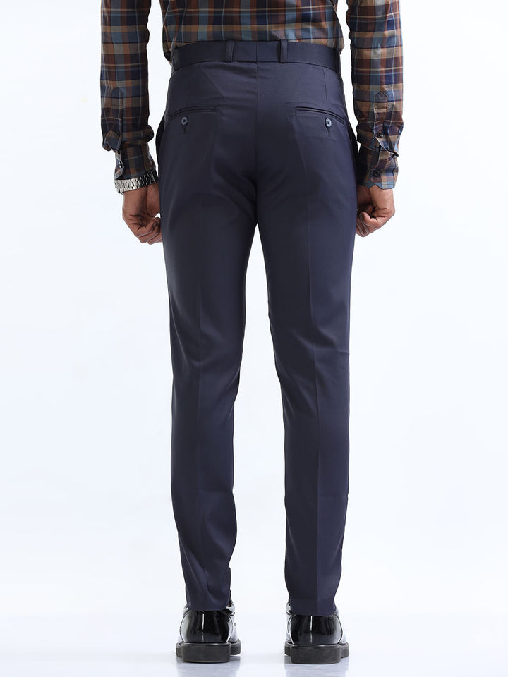 Casual Premium Two-Way Navy-Blue Formal Pant For Men's