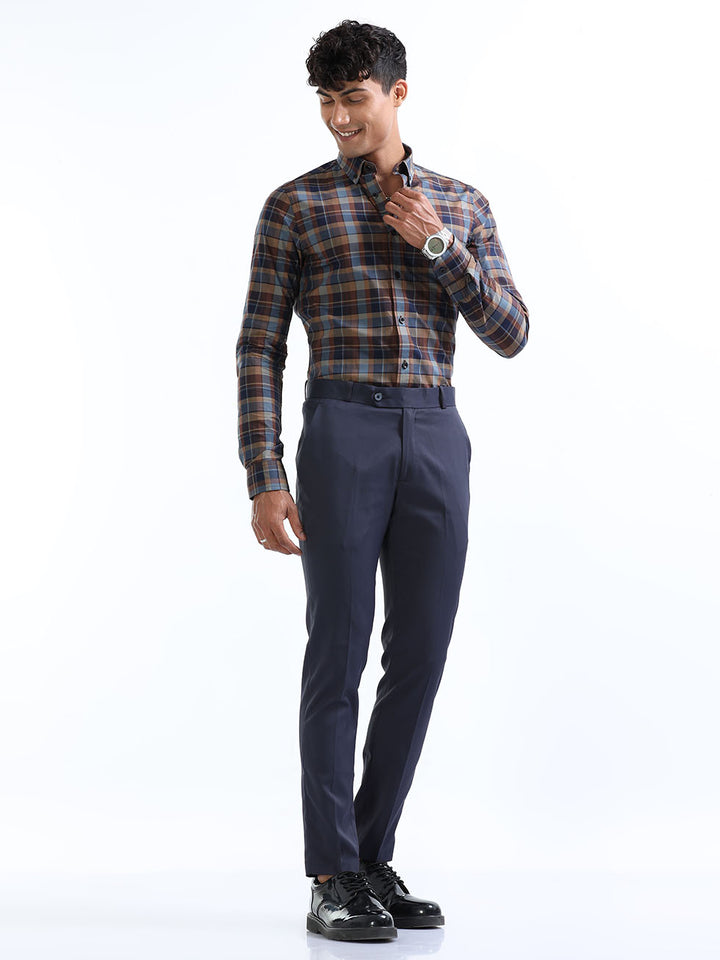  Premium Two-Way Navy-Blue Formal Pant For Men's