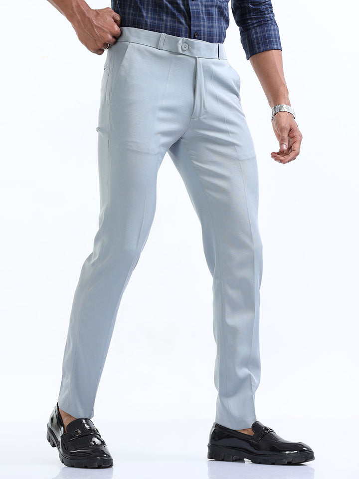Casual Men's Two Way Sky Blue Formal Pant