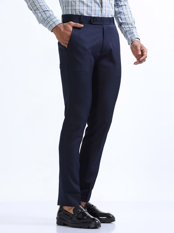 Casual Men's Two Way Navy Blue Formal Pant