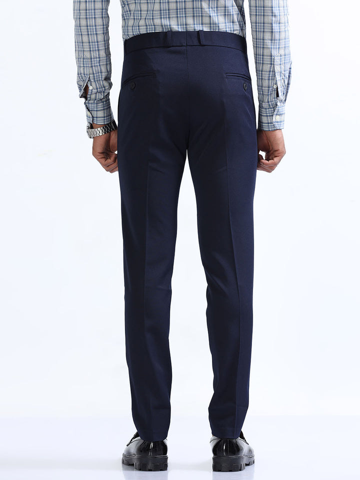 Casual Two Way Navy Blue Formal Pant For Men's
