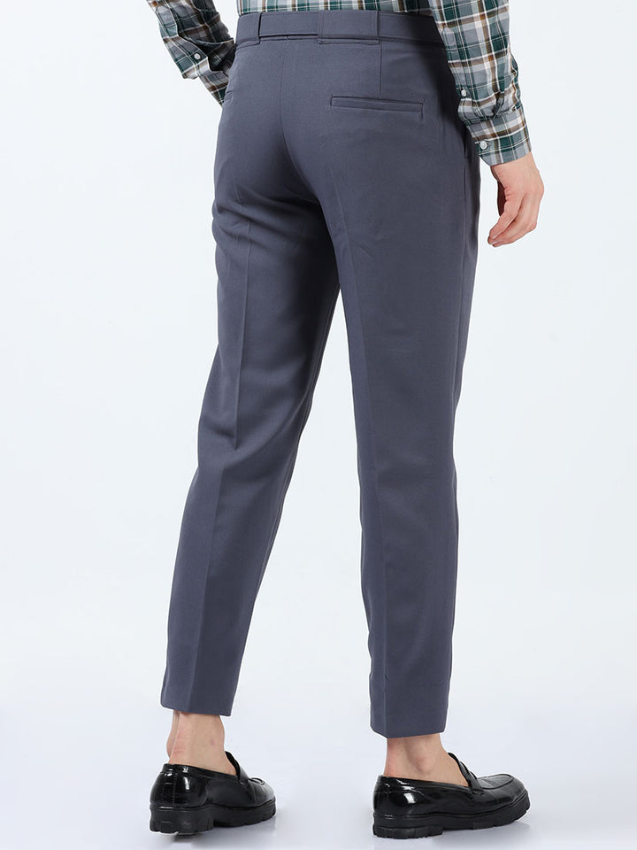 Casual Navy-Blue Premium Two-Way Beltless Formal Pant For Men's