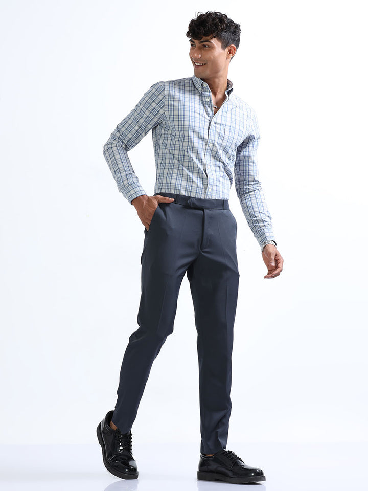 Two Way Nile Blue Formal Pant For Men's