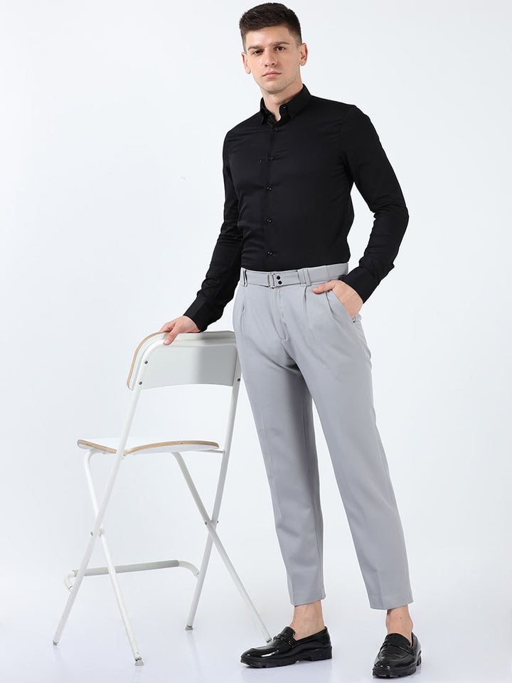 Aluminium Premium Two-Way Beltless Formal Pant For Men's