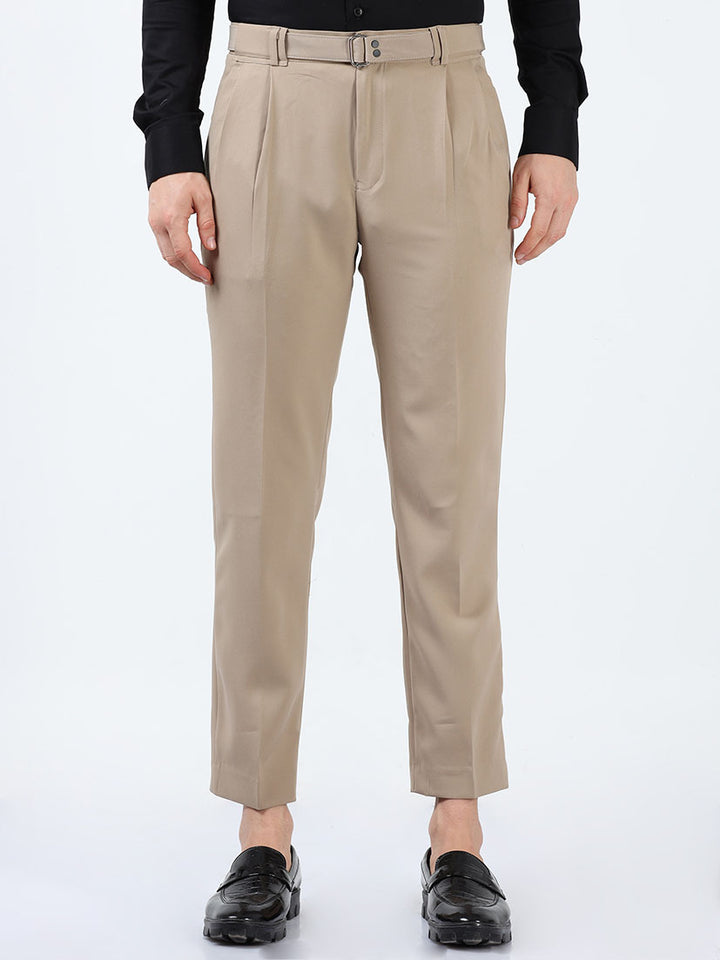 Casual Men's Donkey Brown Premium Two-Way Beltless Formal Pant