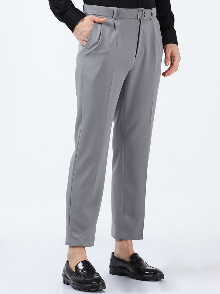 Casual Gray Premium Two-Way Beltless Formal Pant For Men's