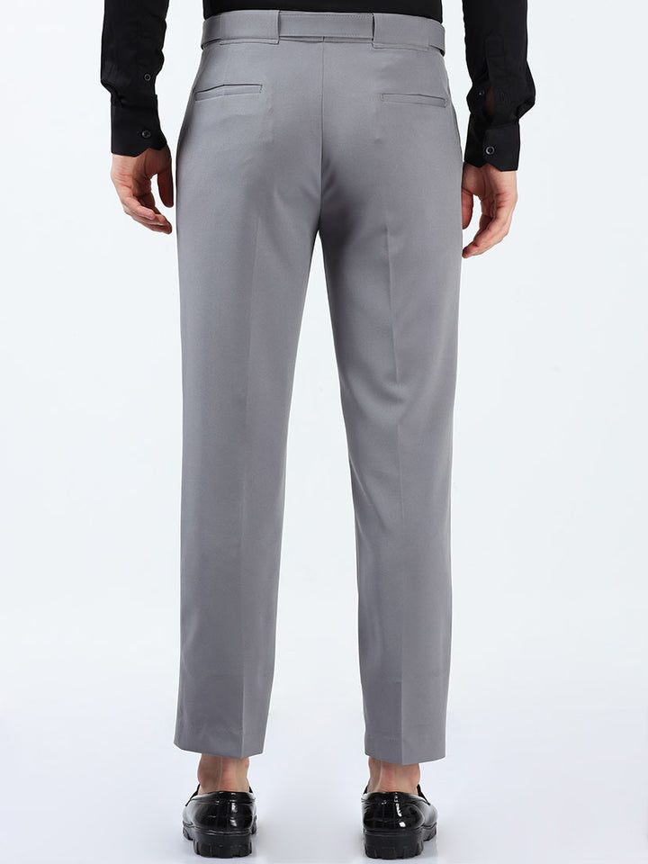 Casual Gray Premium Two-Way Beltless Formal Pant For Men's
