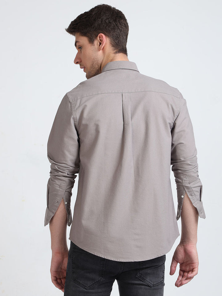 Men Meteorite Gray Relaxed Fit Oxford Shirt