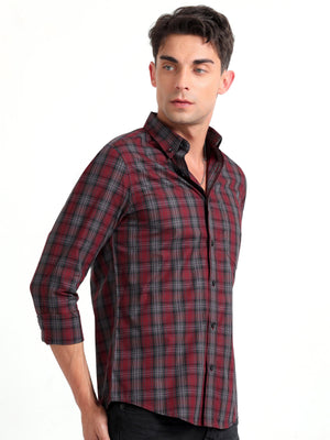 Checkmate Multi Checks Shirt Heath Red - Espanshe