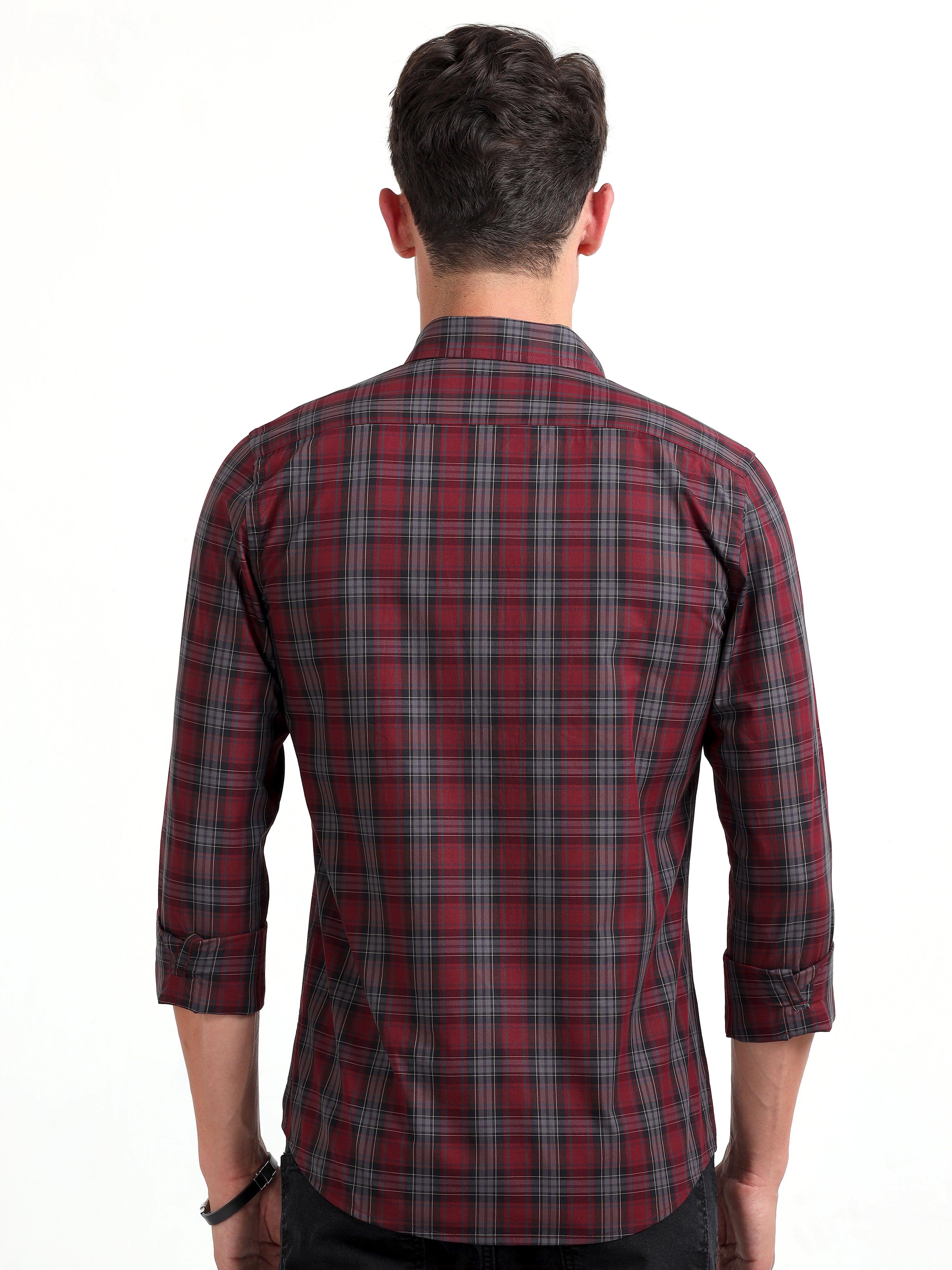 Checkmate Multi Checks Shirt Heath Red - Espanshe