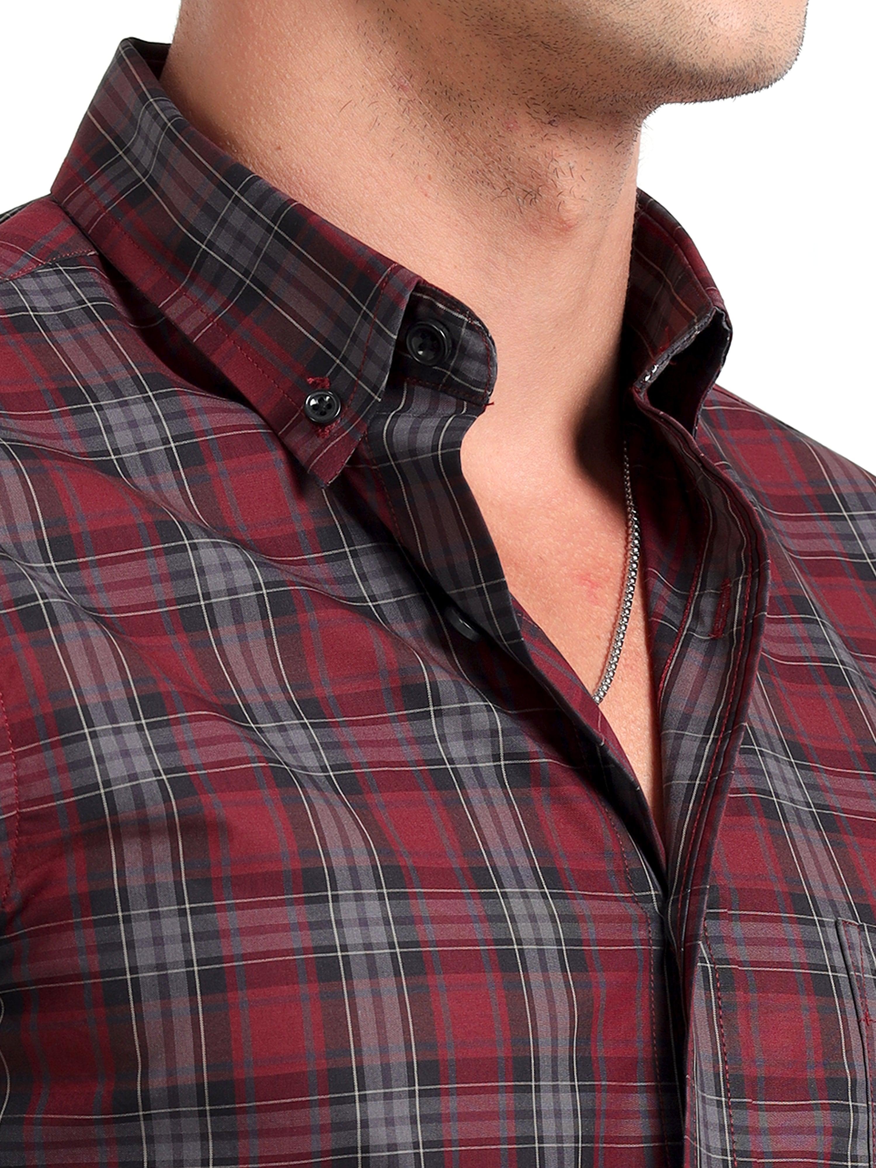 Checkmate Multi Checks Shirt Heath Red - Espanshe