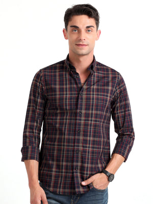 Checkmate Multi Checks Shirt Ebony Blue - Espanshe