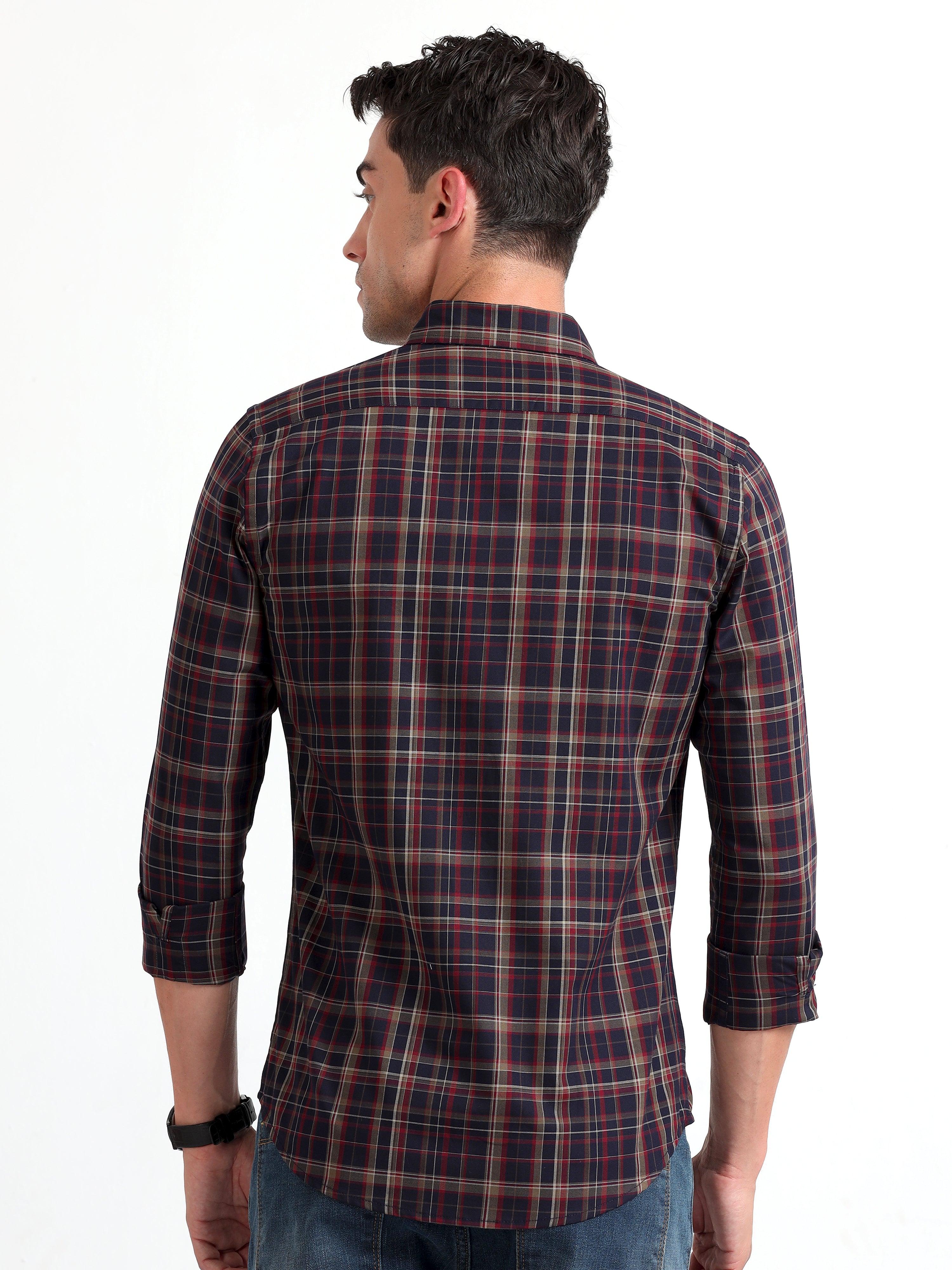 Checkmate Multi Checks Shirt Ebony Blue - Espanshe