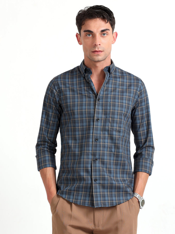 Checkmate Multi Checks Shirt Lynch Blue - Espanshe