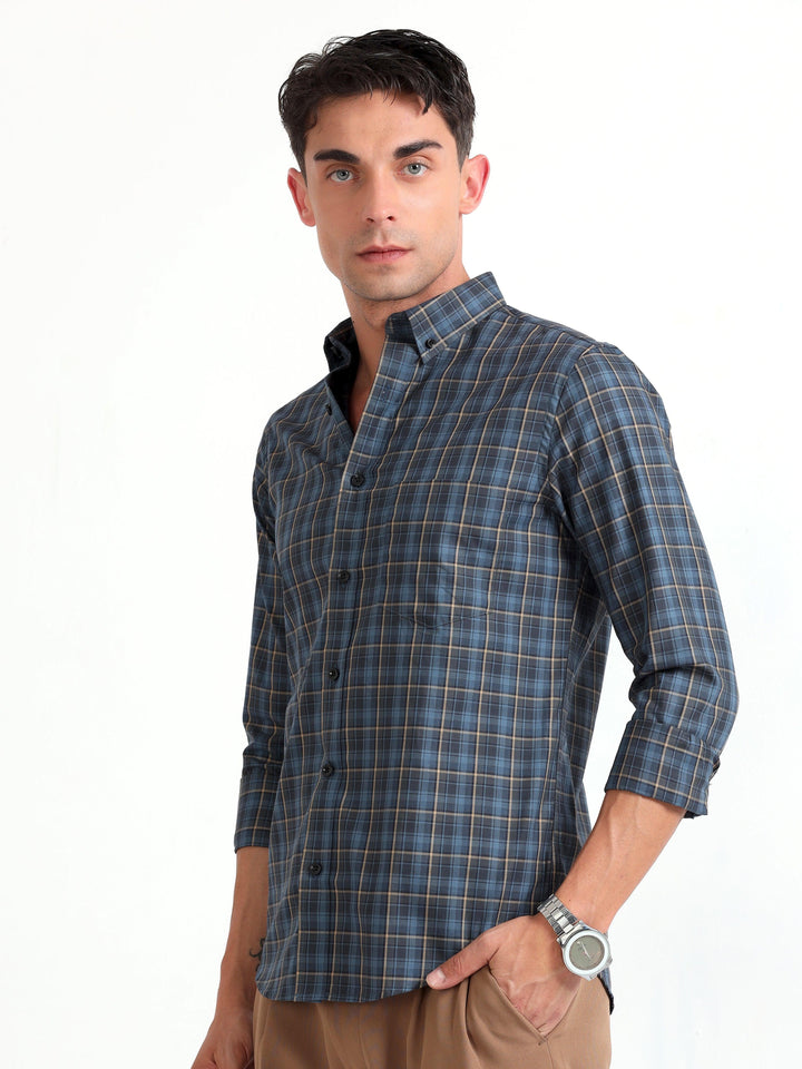 Checkmate Multi Checks Shirt Lynch Blue - Espanshe