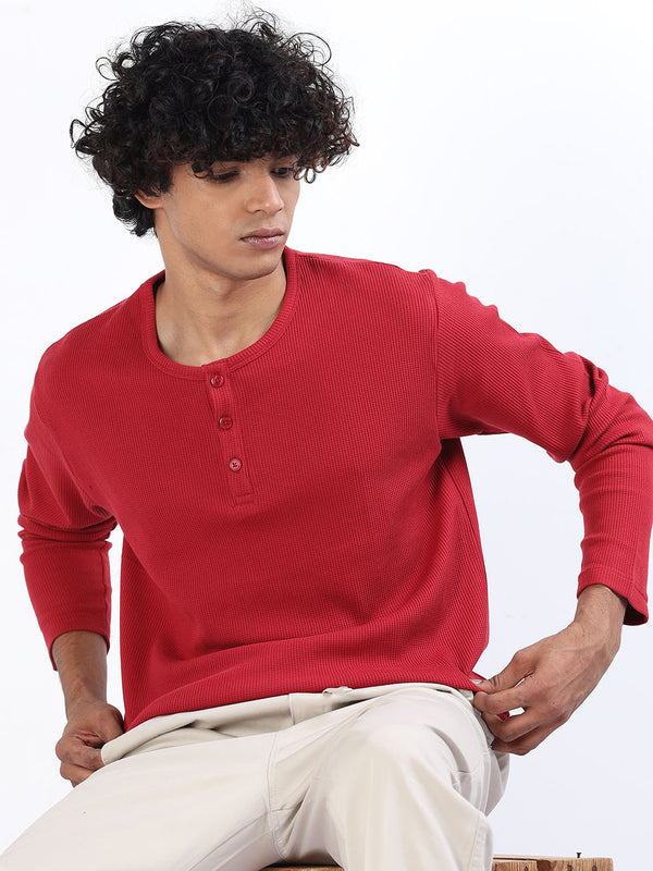 Men's Red Henley T-Shirt
