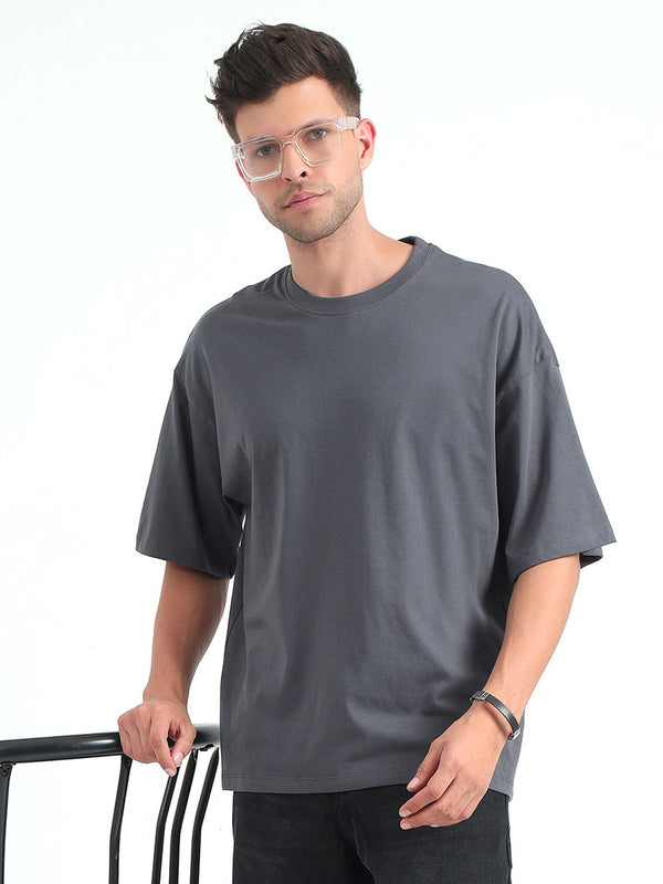 Gray Baggy Fit Round Neck T-Shirt