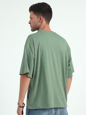 Green Baggy Fit Round Neck T-Shirt - Espanshe