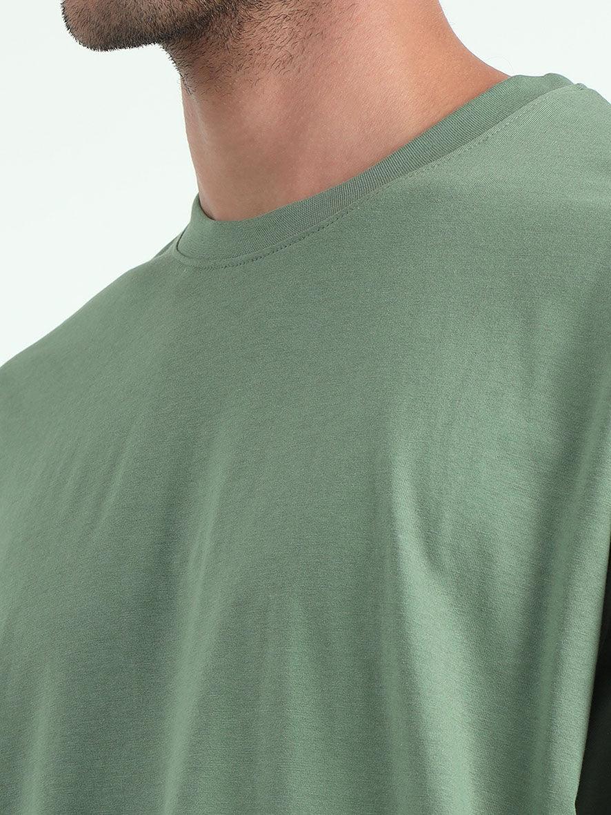 Green Baggy Fit Round Neck T-Shirt - Espanshe