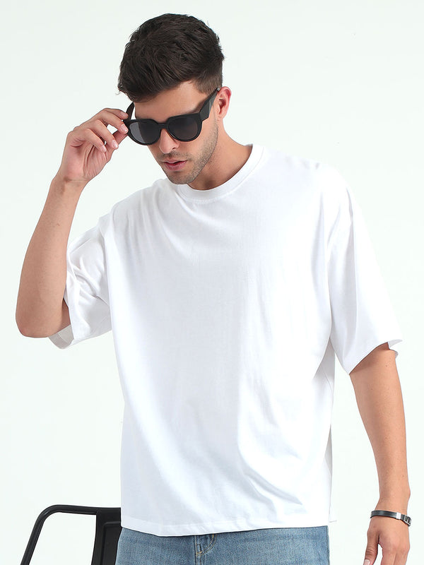 White Baggy Fit Round Neck T-Shirt
