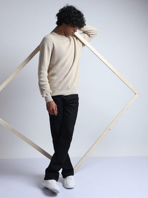 Men's Cream Cotton Sweater - Espanshe