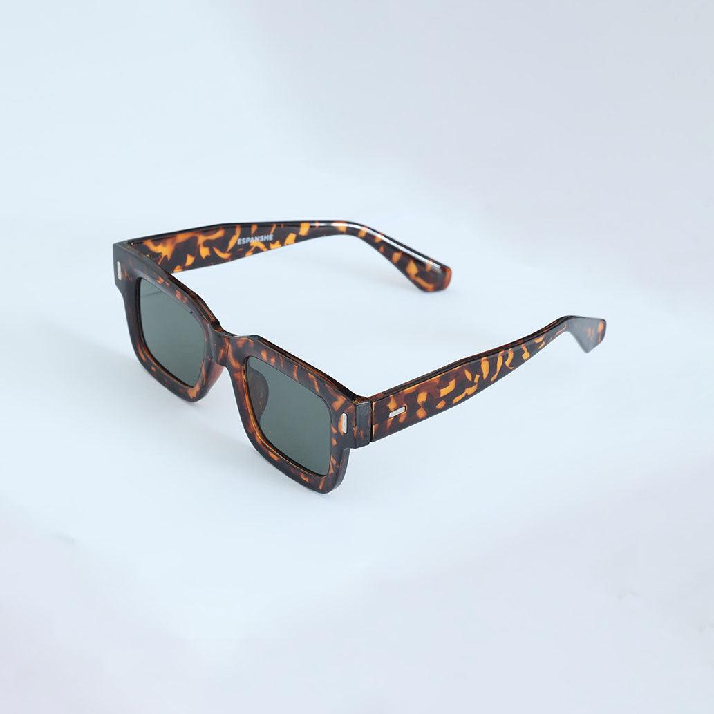 Vague Tinted Square Sunglass Tortoise shell Print - Gold Brown - Espanshe