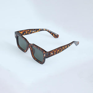 Vague Tinted Square Sunglass Tortoise shell Print - Gold Brown - Espanshe