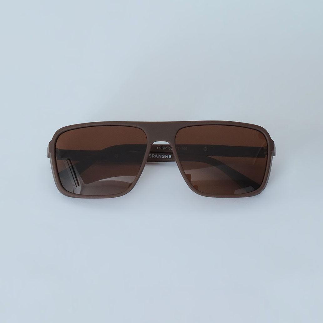 Rectangle Big Men Sunglass - Chocolate Brown - Espanshe