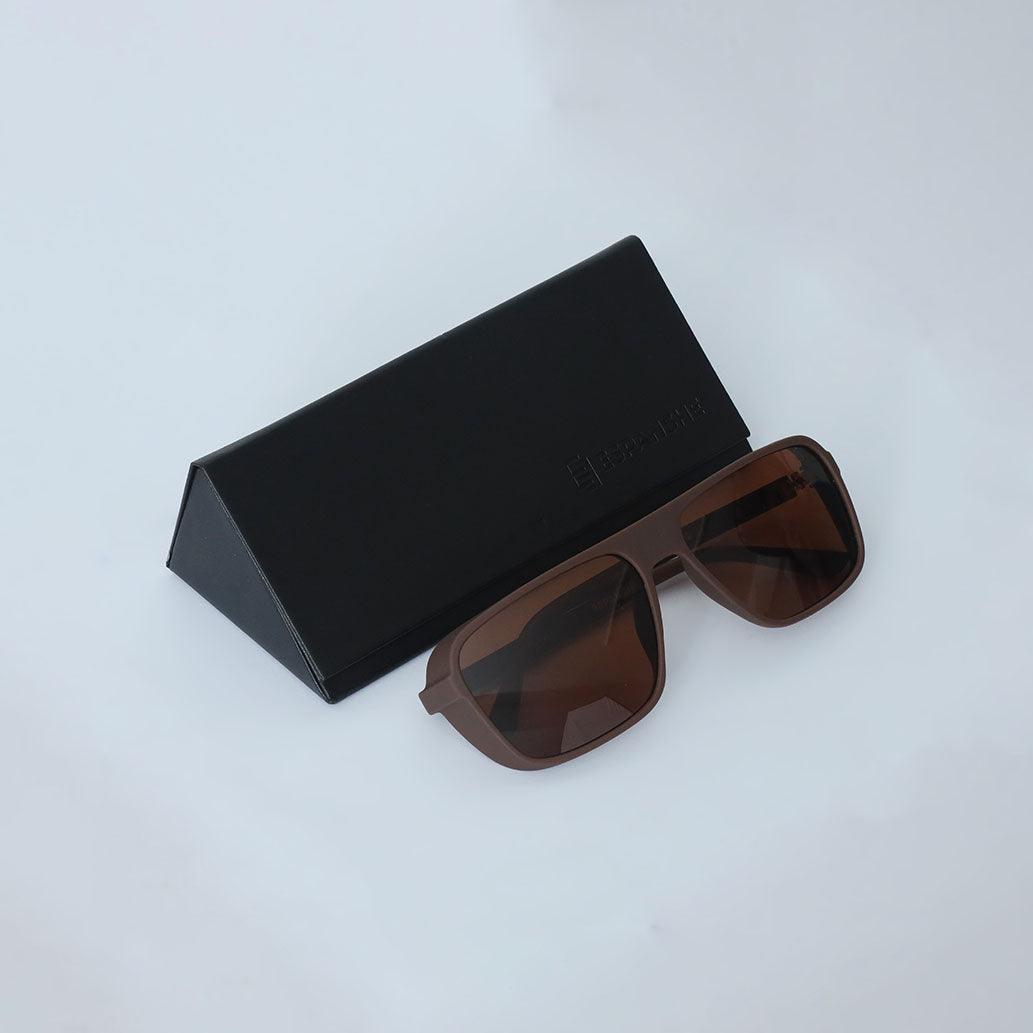 Rectangle Big Men Sunglass - Chocolate Brown - Espanshe