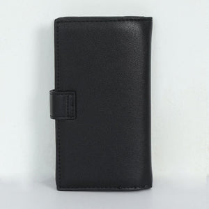Artificial Leather Hand Wallet with Snap Closure - Black - Espanshe