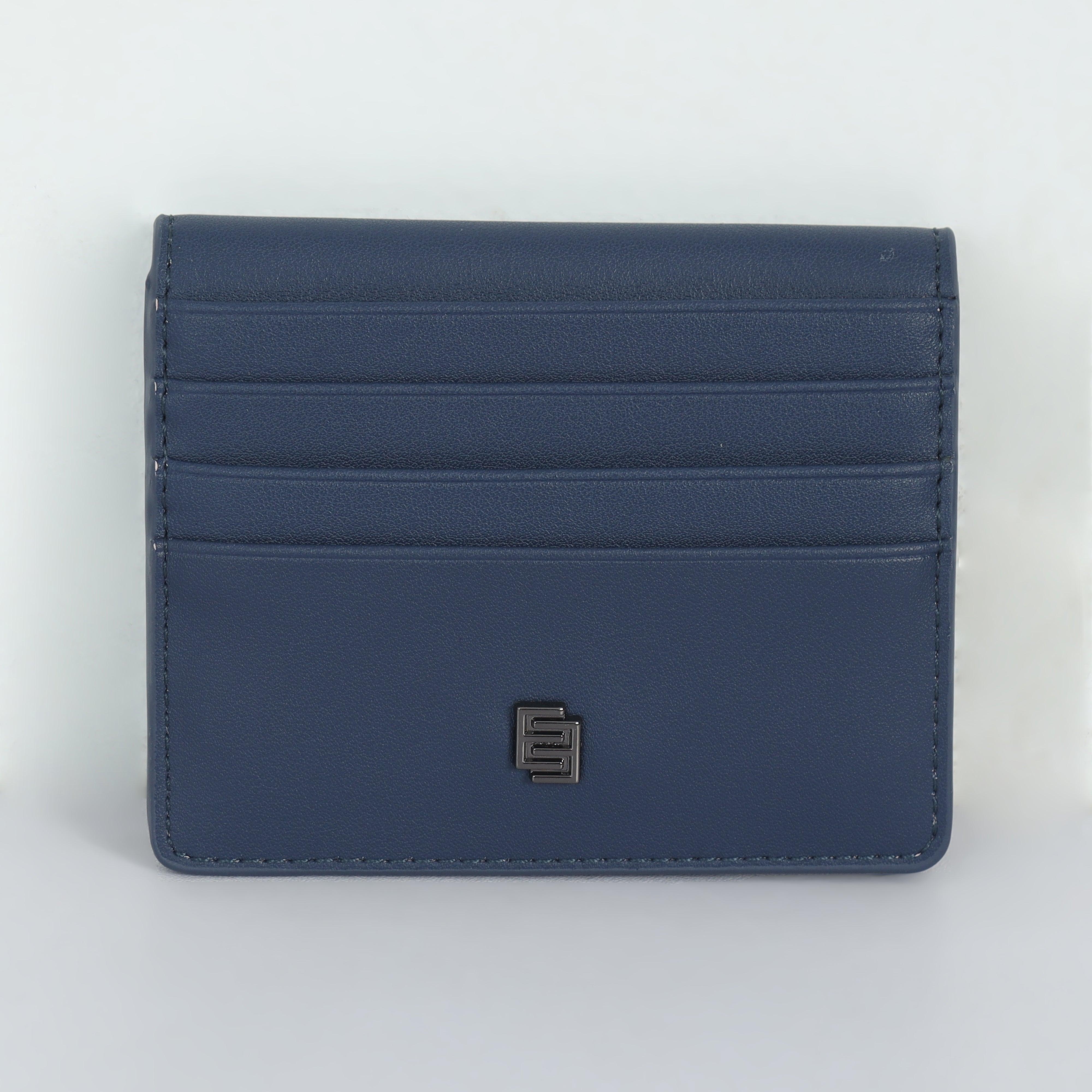 Two Folding Artificial Leather Card Holder Wallet - Blue - Espanshe